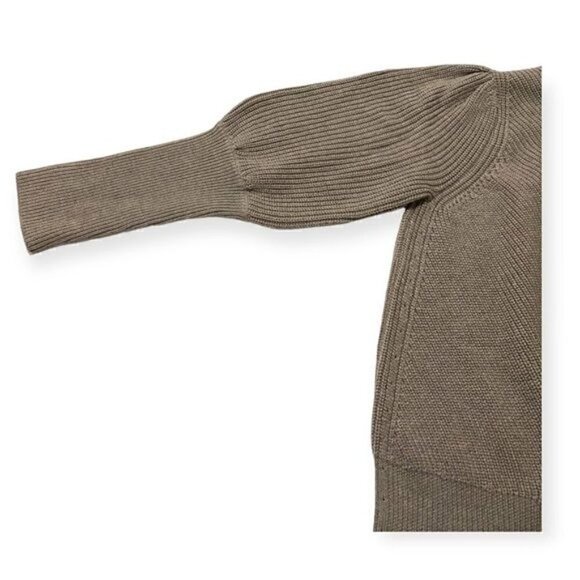 Pearl By Lela Rose Blouson Sleeve Wool Sweater, Size M, Dark Taupe Color - Picture 10 of 13